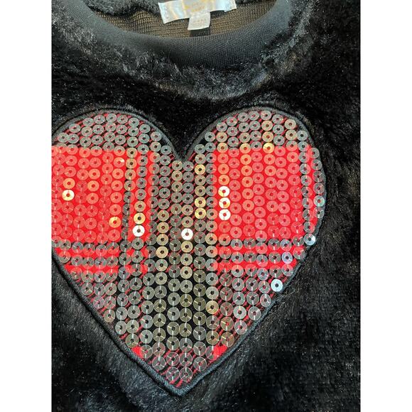 Tahari long sleeve black top faux fur sequin red plaid heart pockets Size 24 mo. - Picture 3 of 7
